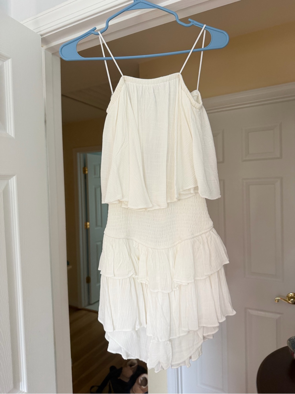 Strapless Ruffle Tiered Mini Romper In White — image 4 of 6